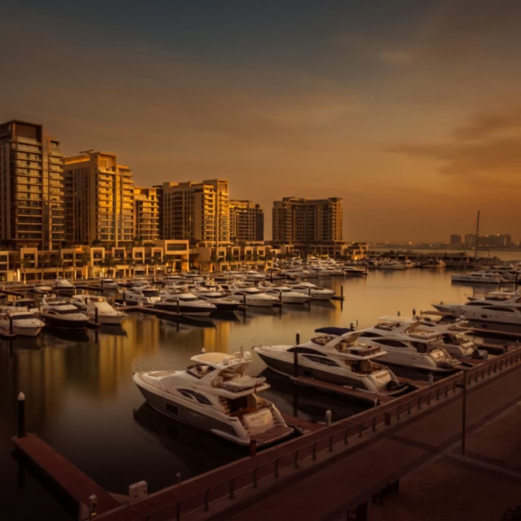 Dubai Harbour at dusk