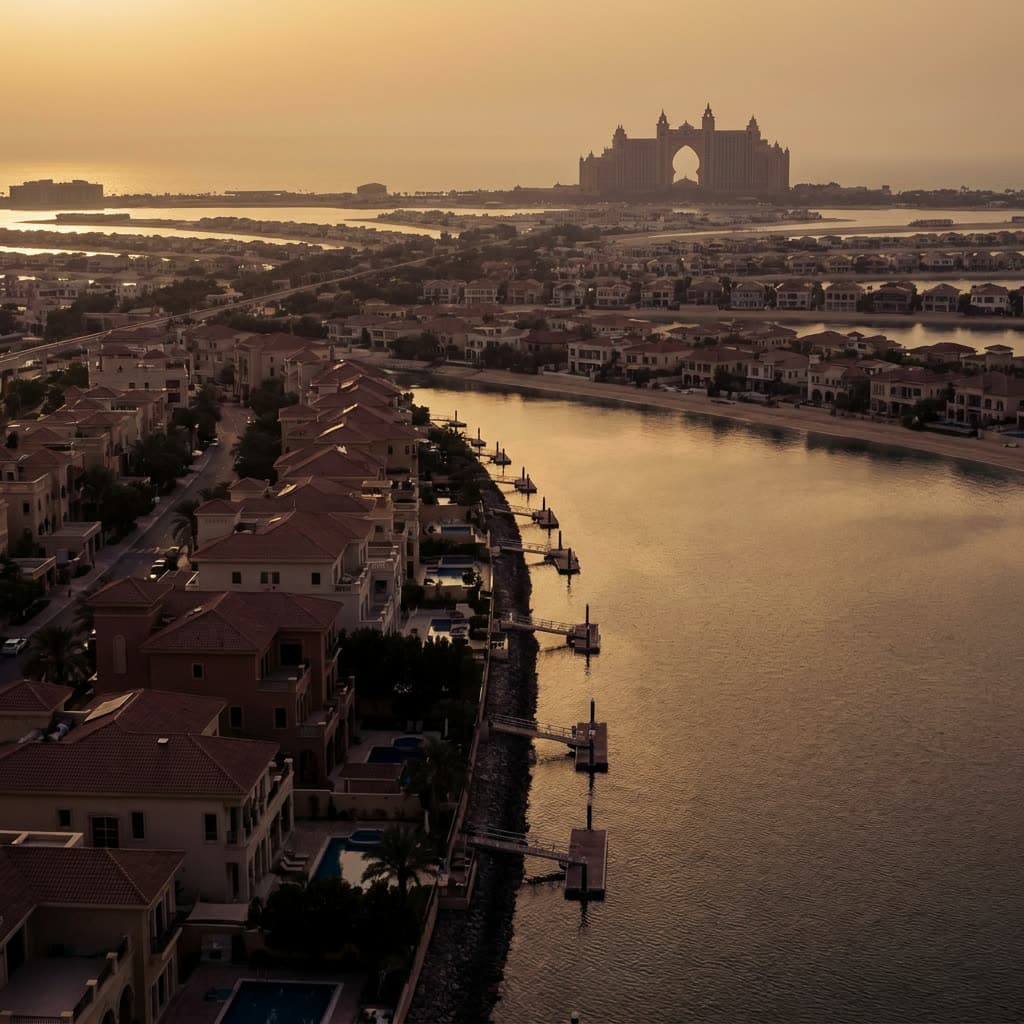 Palm Jumeirah at dusk